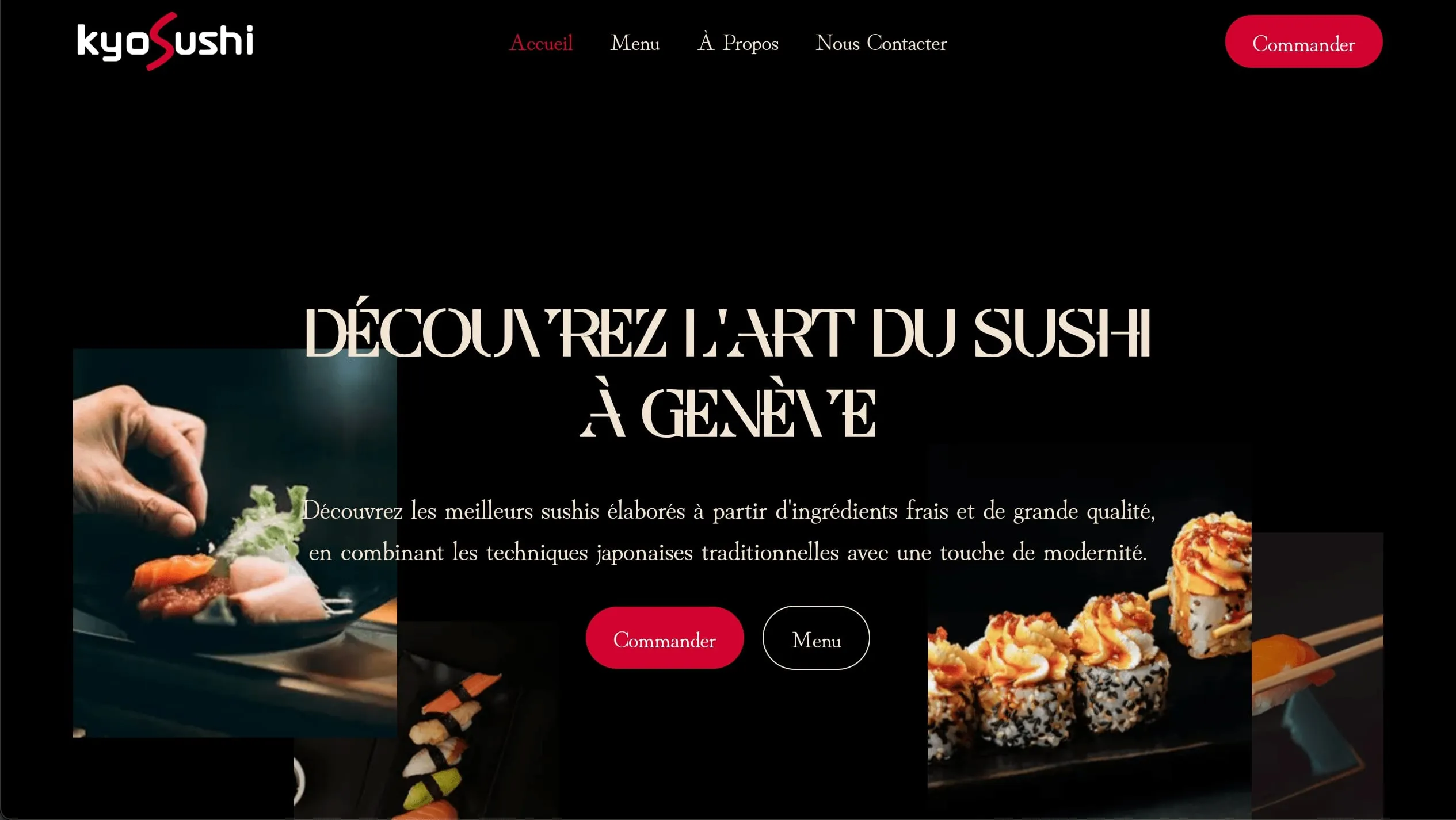 Preview of the website we've built for Kyo Sushi