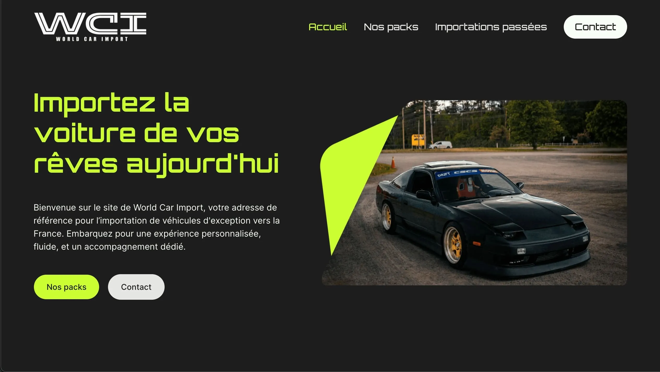 Preview of the website we've built for World Car Import